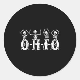 Funny O-h-i-o State Skeleton Ohio Halloween Vintag Classic Round Sticker