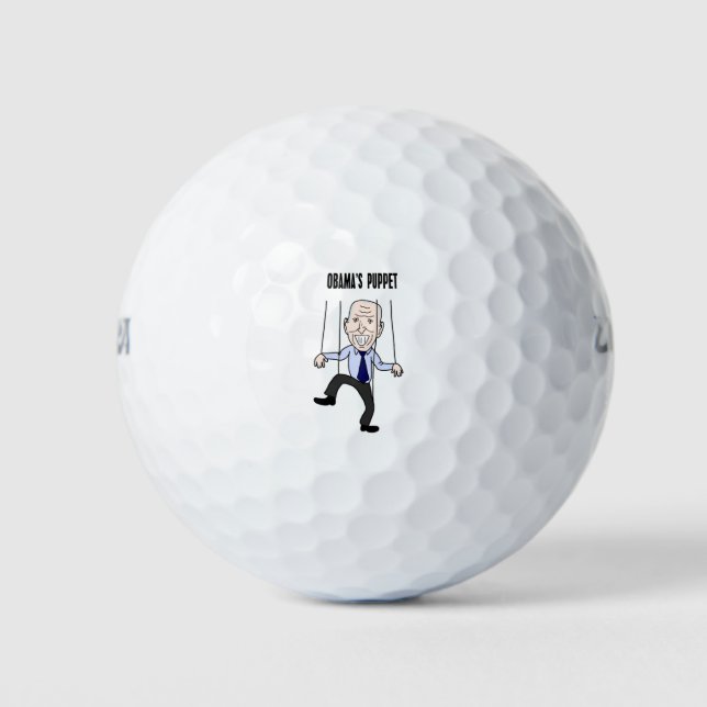 Funny Obama's Puppet Cartoon Golf Balls (Front)