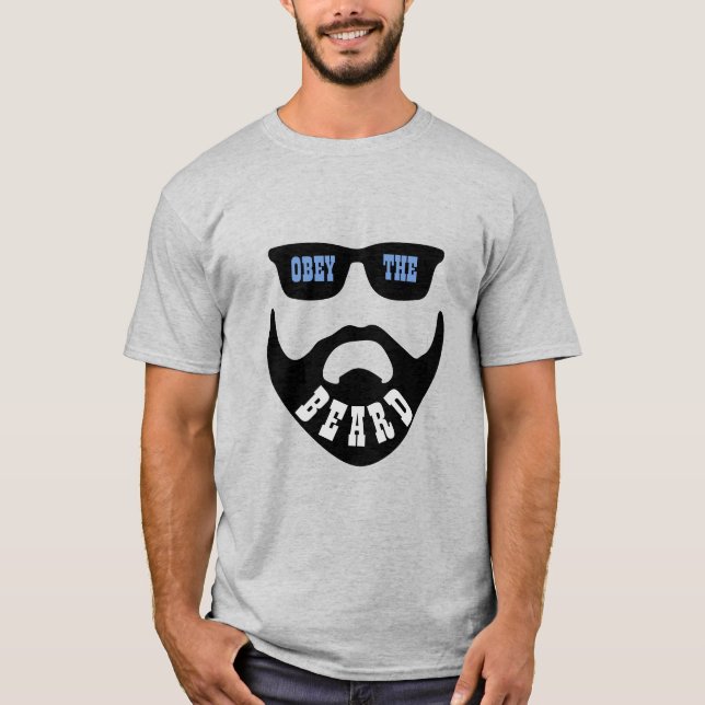 Funny Obey the Beard (Black Beard Blue Eyes) T-Shirt (Front)