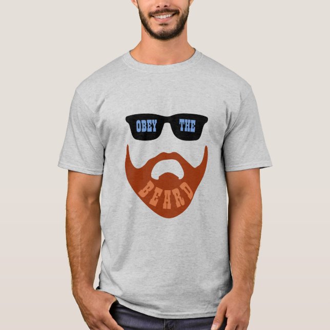 Funny Obey the Beard (Red Beard Blue Eyes) T-Shirt (Front)