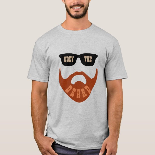 Funny Obey the Beard (Red Beard Brown Eyes) T-Shirt (Front)