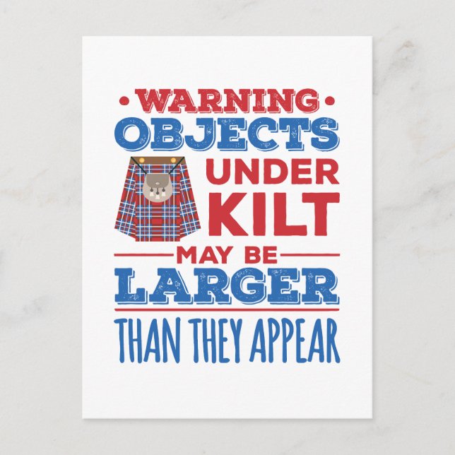 Funny Objects Under Kilt May Be Larger Scottish  Postcard (Front)