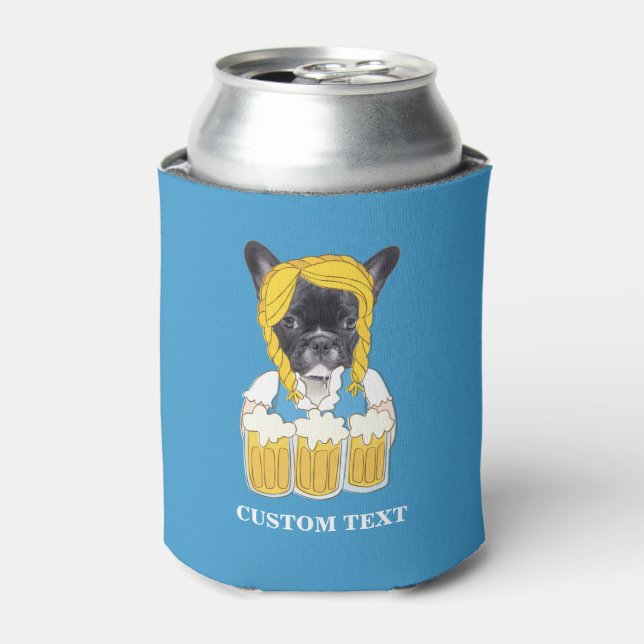 Funny Octoberfest French Bulldog Beer Lover Custom Can Cooler (Can Front)
