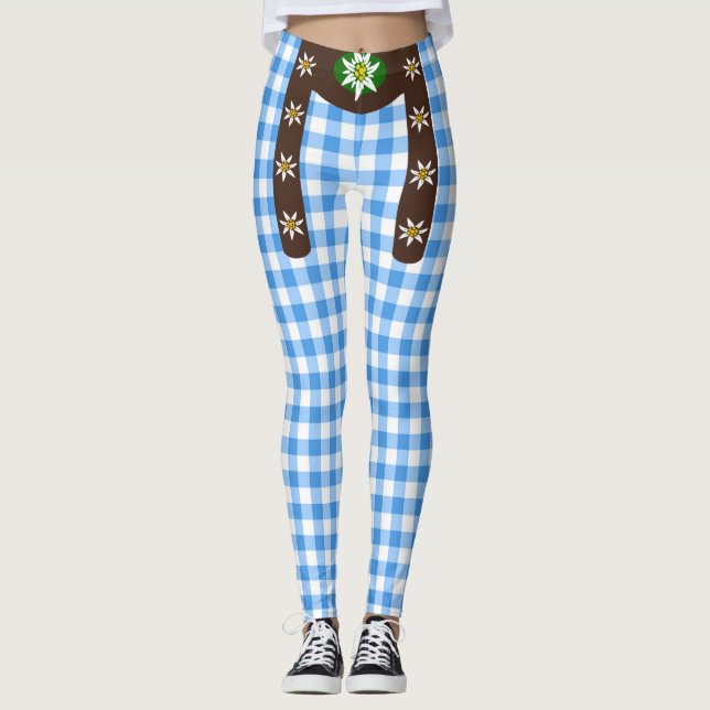 Funny Octoberfest Lederhosen Suspenders Leggings (Front)