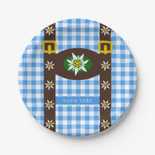 Funny Octoberfest Lederhosen Suspenders  Paper Plate