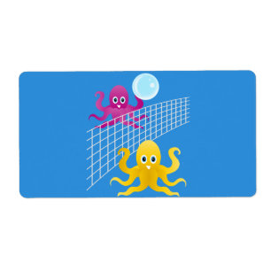 Funny octopies playing volleyball