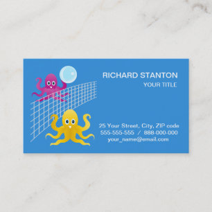 Funny octopies playing volleyball business card