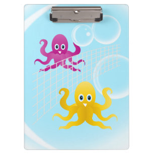 Funny octopies playing volleyball clipboard