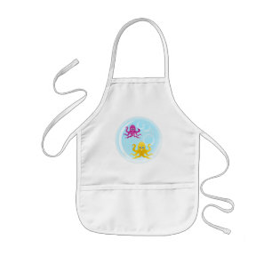 Funny octopies playing volleyball kids apron
