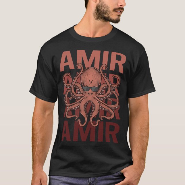 Funny Octopus - Amir Name T-Shirt (Front)