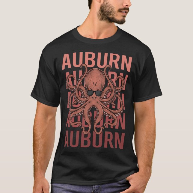 Funny Octopus Auburn T-Shirt (Front)