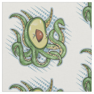 Funny Octopus Avocado Fabric