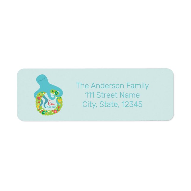 Funny Octopus Christmas Return Address Label (Front)
