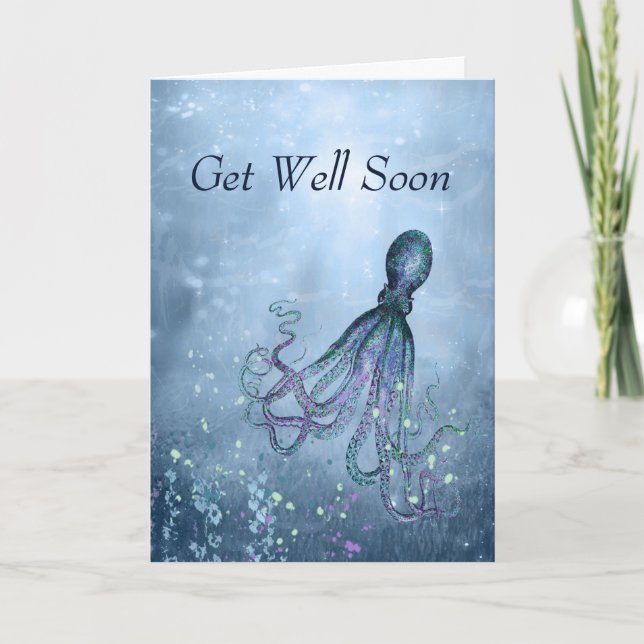 Funny Octopus Could Hug You Get Well Soon Card (Front)