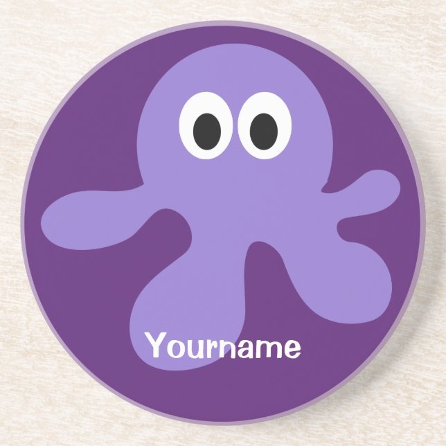 Funny Octopus custom monogram coaster (Front)