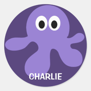Funny Octopus custom name stickers