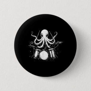 Funny Octopus Drummer Drums Drumming Music Lover 6 Cm Round Badge