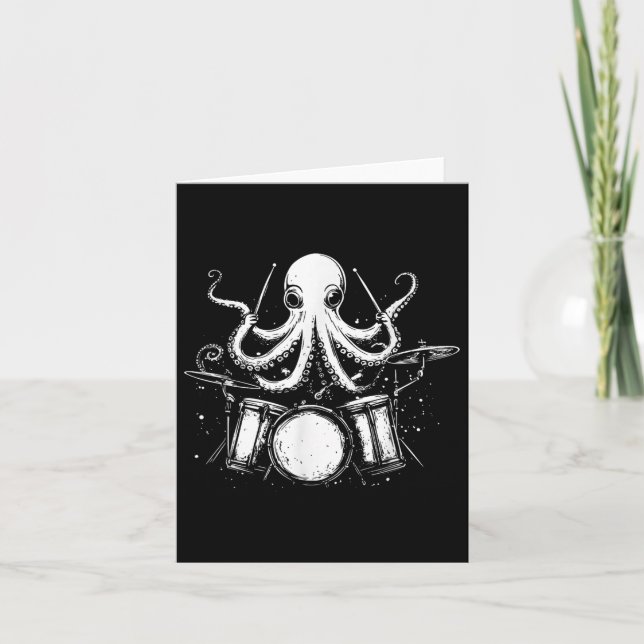 Funny Octopus Drummer Drums Drumming Music Lover  Card (Front)