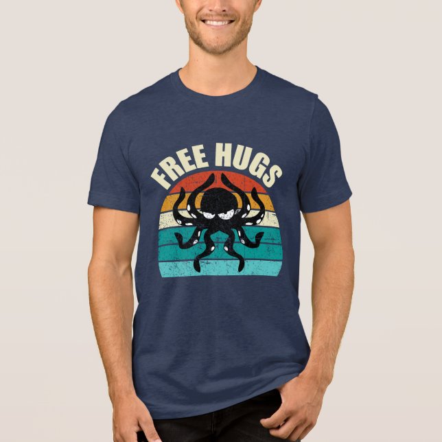 Funny Octopus Free Hugs Cephalopod Humour Tri-Blend Shirt (Front)