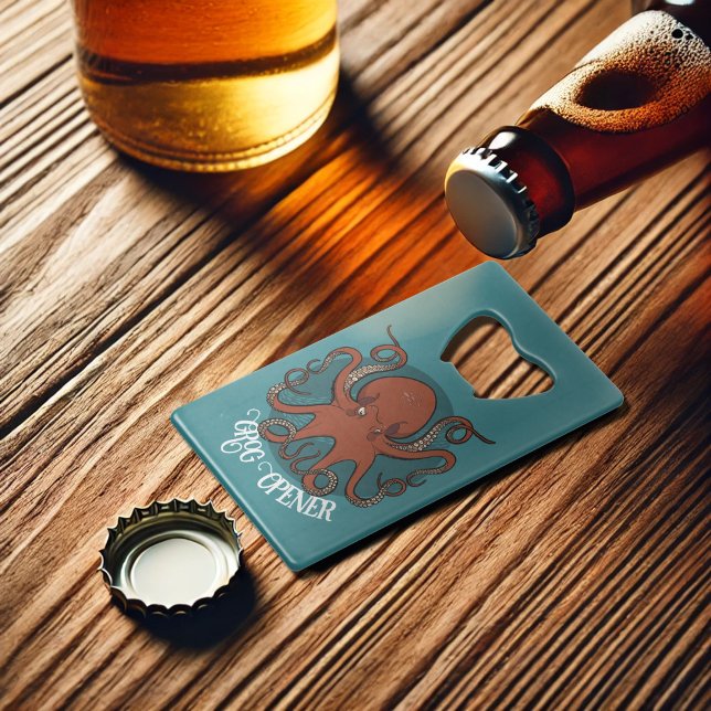 Funny Octopus Grog Opener Red Tentacles Cartoon (Creator Uploaded)