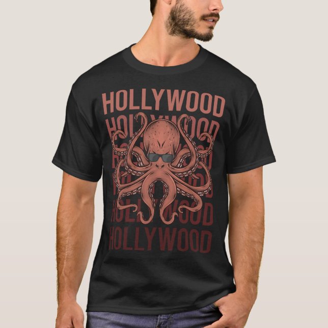 Funny Octopus Hollywood T-Shirt (Front)