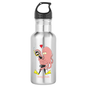 Funny octopus hugs diver cartoon humour 532 ml water bottle
