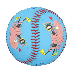 Funny octopus hugs diver cartoon humour baseball
