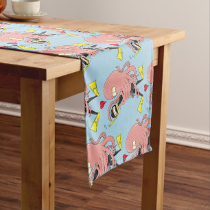 Funny octopus hugs diver cartoon humour short table runner