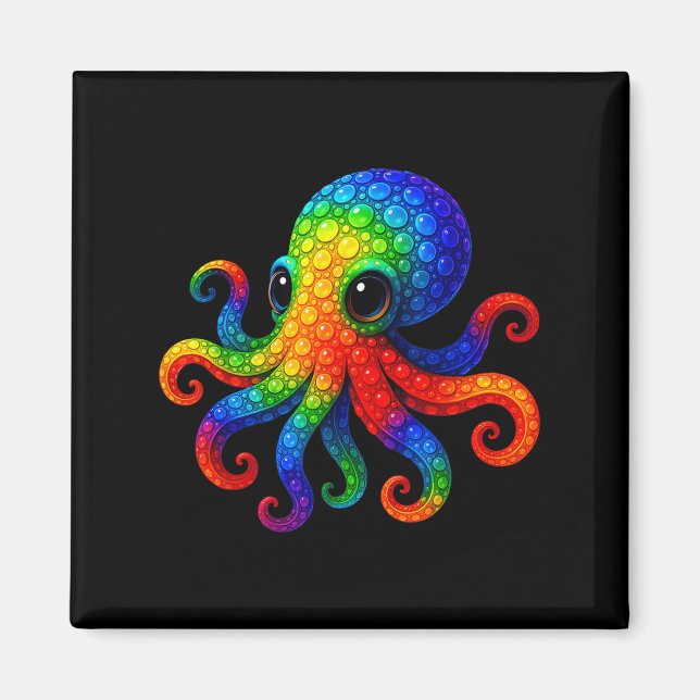 Funny Octopus Lovers Polka Dot Art Student Happy D Magnet (Front)
