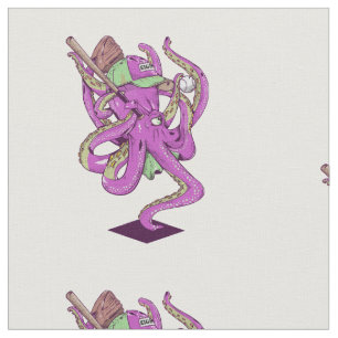 Funny octopus playing baseball fabric