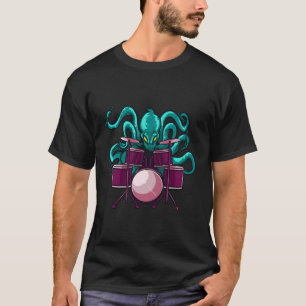 Funny Octopus Playing Drums Drummer Kit Gifts For T-Shirt