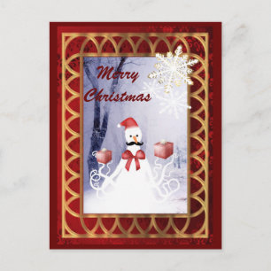 Funny  octopus snowman Santa Claus Christmas Holiday Postcard