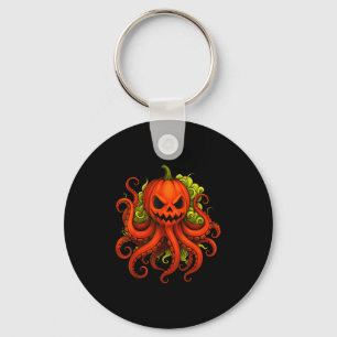 Funny Octopus With Pumpkin Head Happy Halloween Bo Key Ring