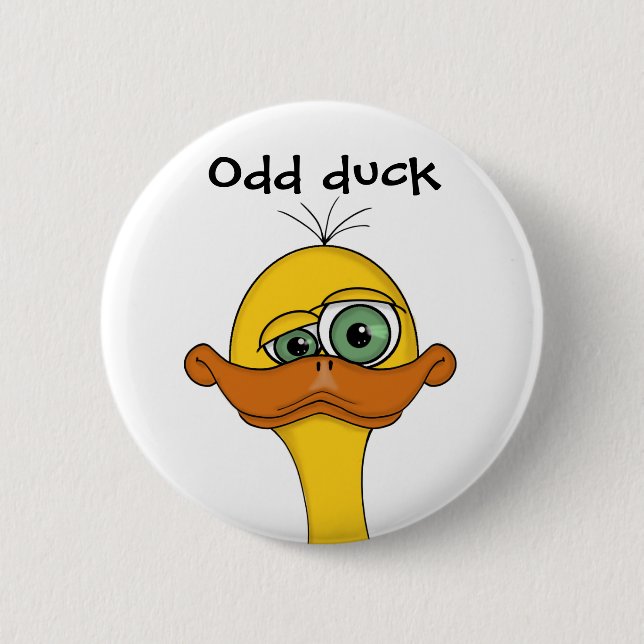 Funny Odd Duck Cartoon 6 Cm Round Badge (Front)