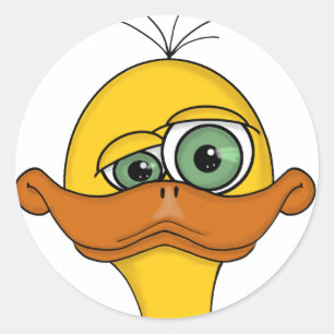 Funny Odd Duck Cartoon Classic Round Sticker