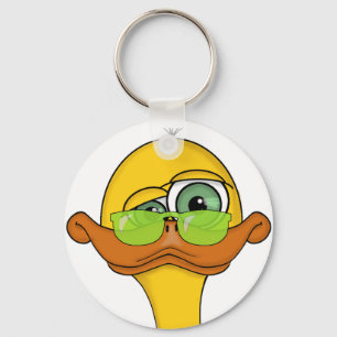 Funny Odd Duck Cartoon Key Ring