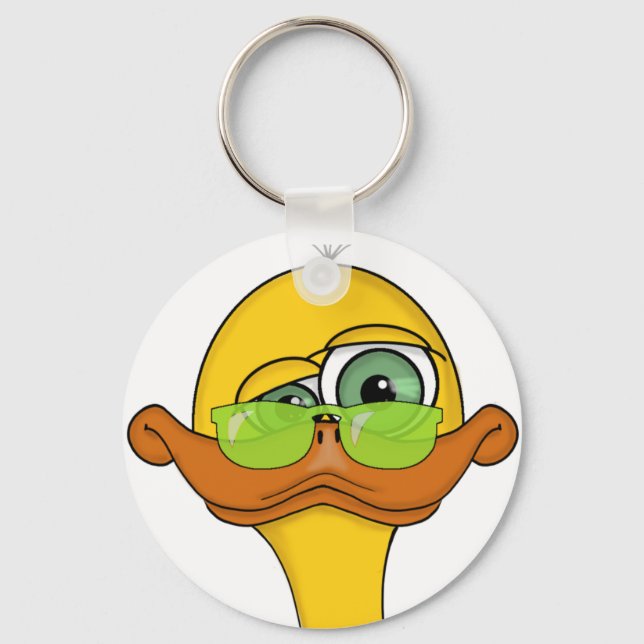 Funny Odd Duck Cartoon Key Ring (Front)