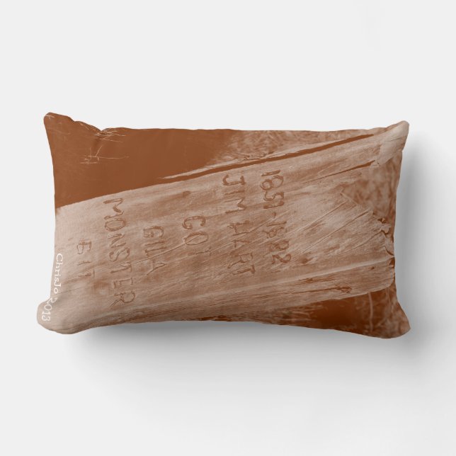 Funny ode to a cowboy old wooden grave marker lumbar cushion (Front)