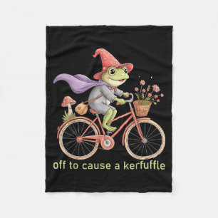 Funny Off To Cause A Kerfuffle Whimsical Wizard Fr Fleece Blanket