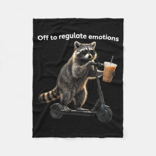 Funny off to regulate emotions racoon drinkingFun Fleece Blanket