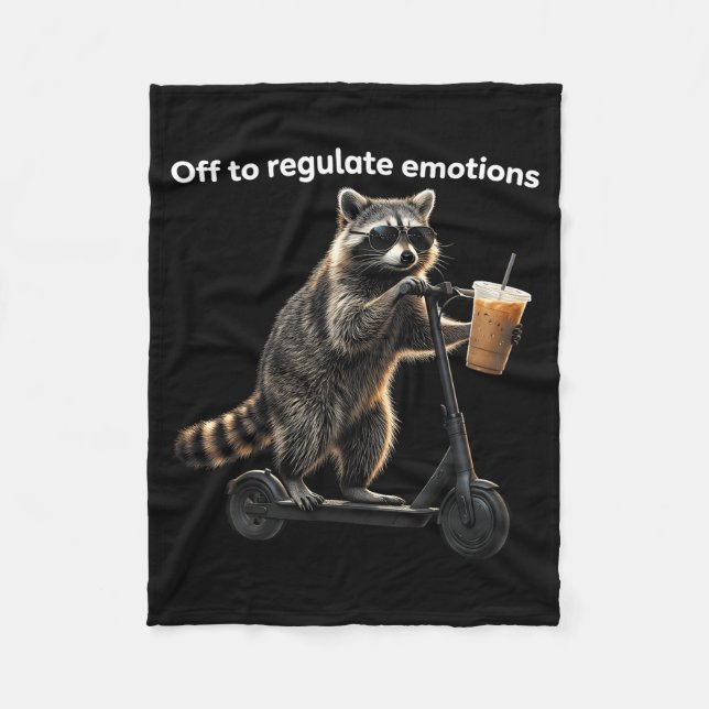 Funny off to regulate emotions racoon drinkingFun Fleece Blanket (Front)