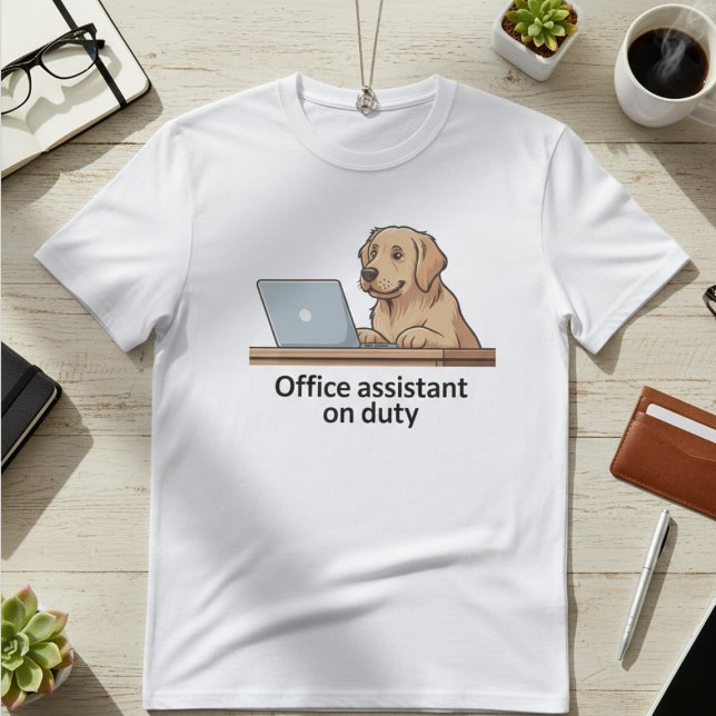 Funny Office Dog Assistant Cartoon T-Shirt (Creator Uploaded)