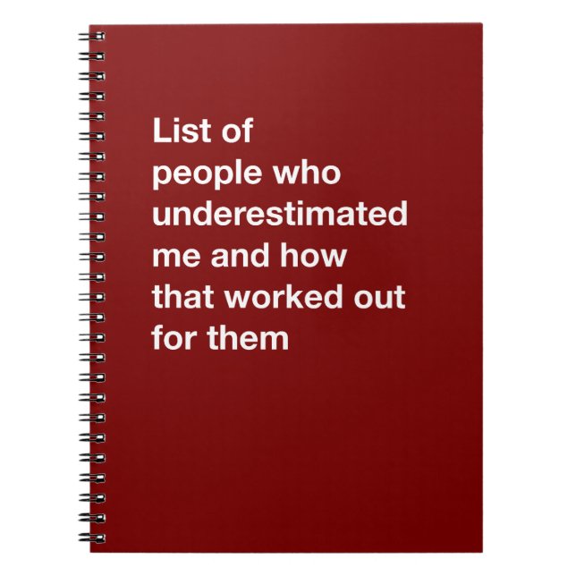 Funny Office Gag Gift Underestimated Me Notebook (Front)