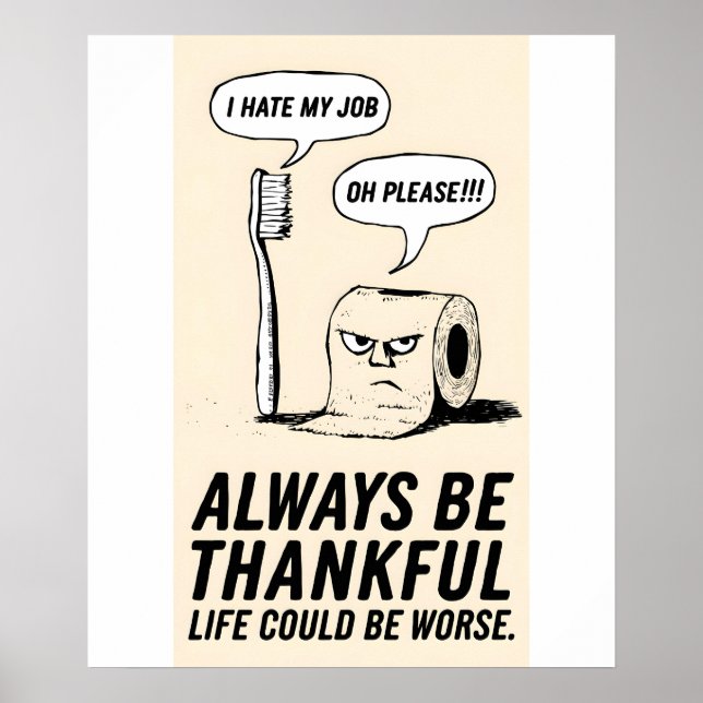 Funny Office Humour: Toothbrush & Toilet Paper Art Poster (Front)