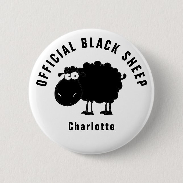 Funny Official Black Sheep 6 Cm Round Badge (Front)