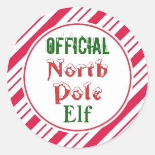 Funny Official North Pole Elf Christmas Stickers