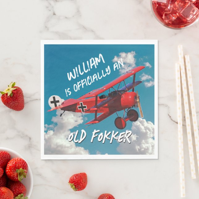 Funny Official Old Fokker Over the Hill Birthday  Napkin (Insitu)