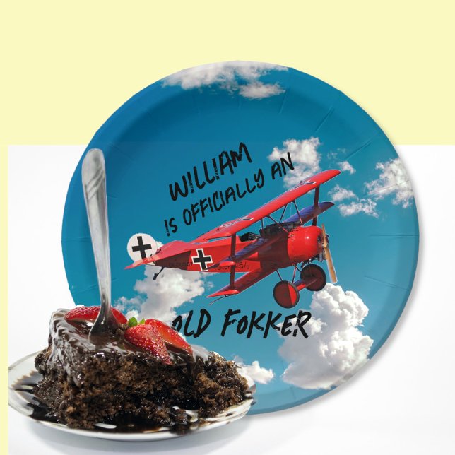 Funny Official Old Fokker Over the Hill Birthday  Paper Plate (Creator Uploaded)