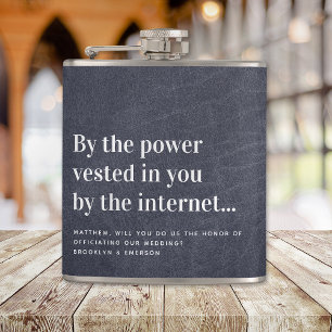 Funny Officiant Proposal Marry Us Hip Flask