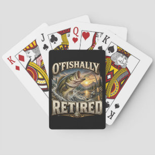Funny Ofishally Fishing Dad Grandpa Retirement Playing Cards